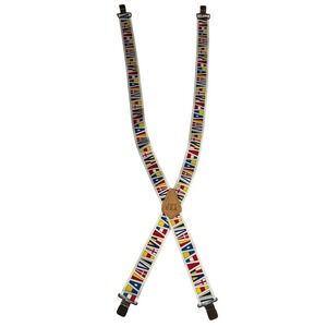 Nautical Signal Flag Suspenders Men USA Made Adjustable Y Back Clip On